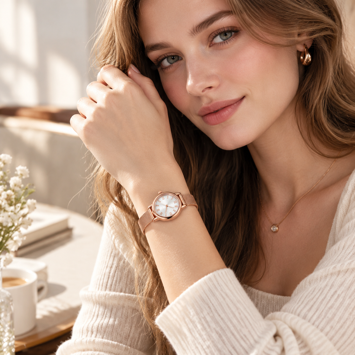 Vintage Rose Gold Watch with Roman Numerals