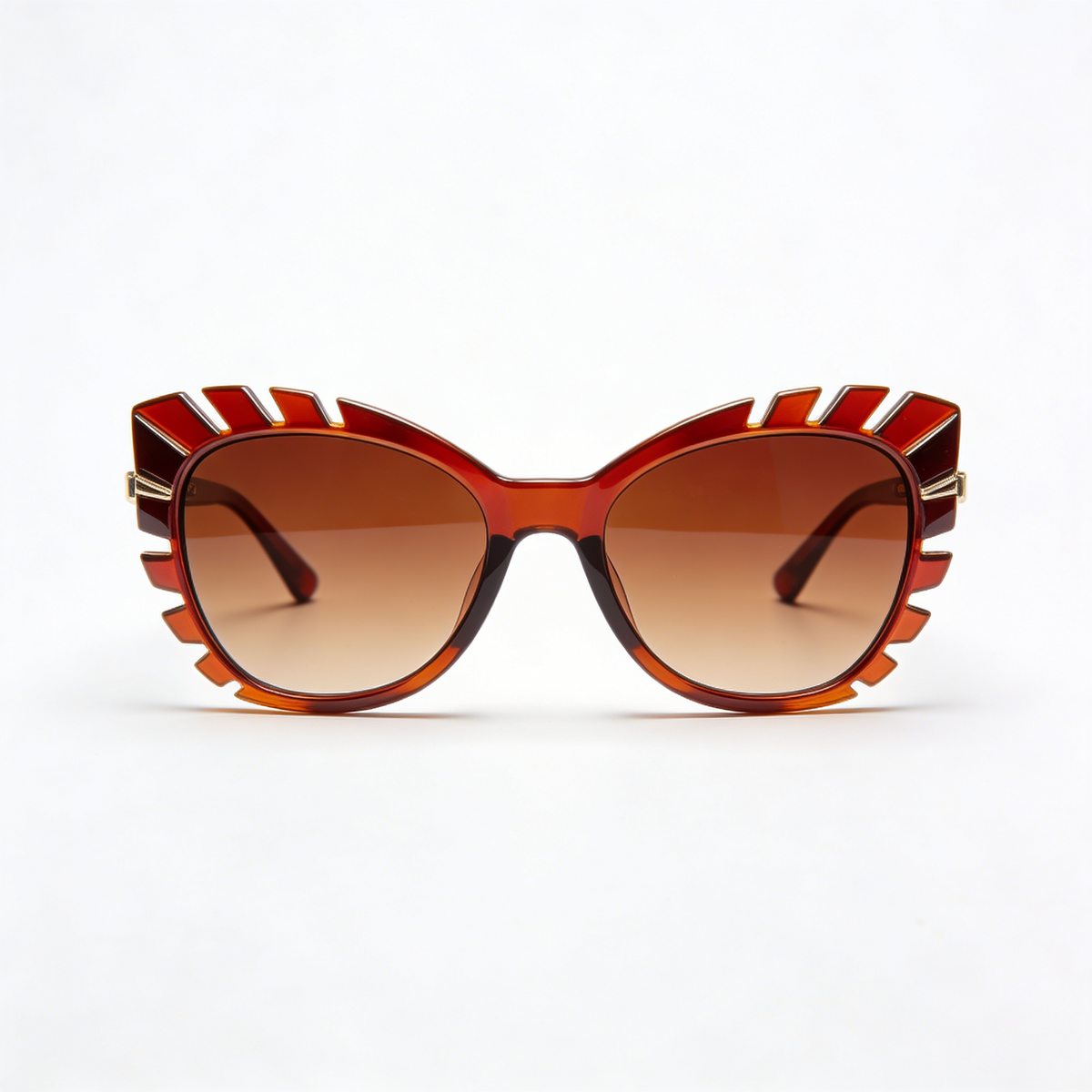 Amber Jagged Edge Cat Eye Sunglasses