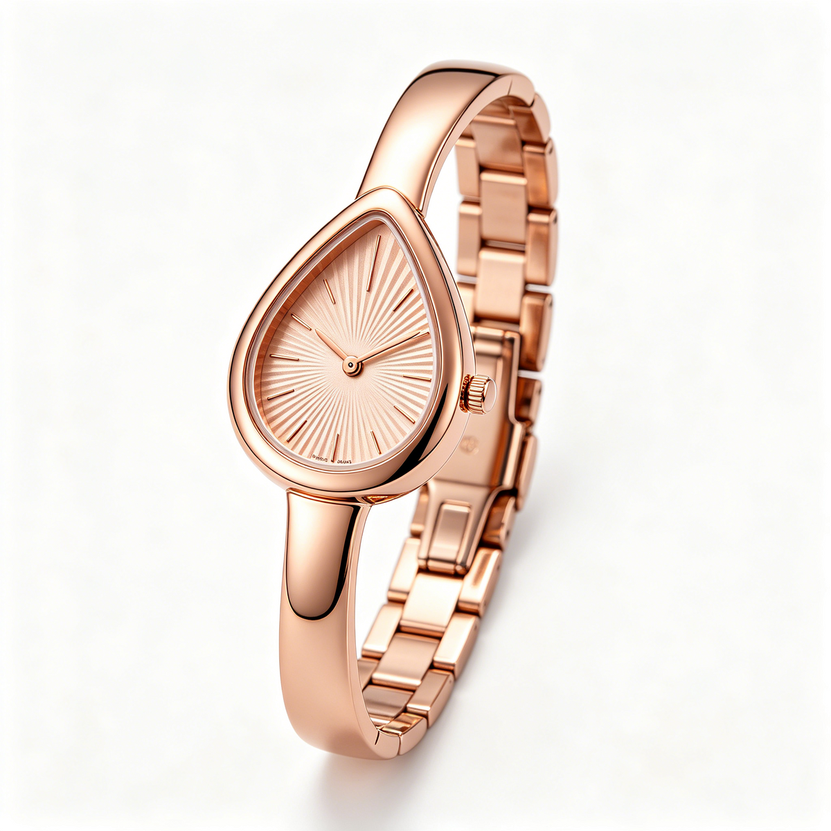 Rose Gold Teardrop Shape Women's Watch with Stainless Steel Band