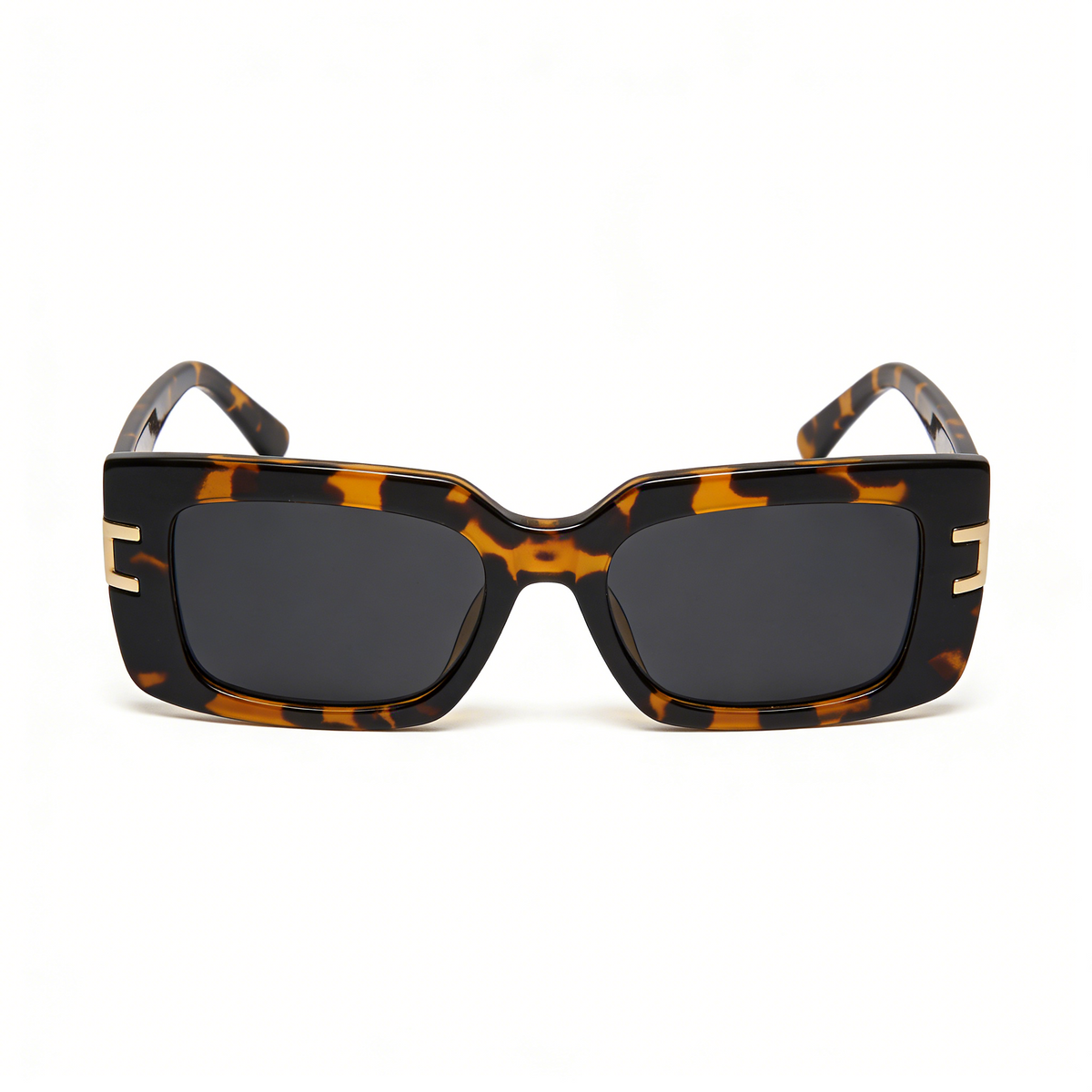 Oversized Tortoiseshell Square Sunglasses with Gold Accents