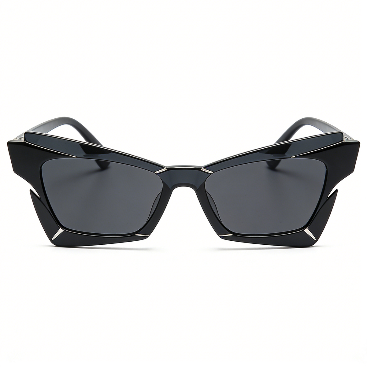 Futuristic Angular Black Cat Eye Sunglasses